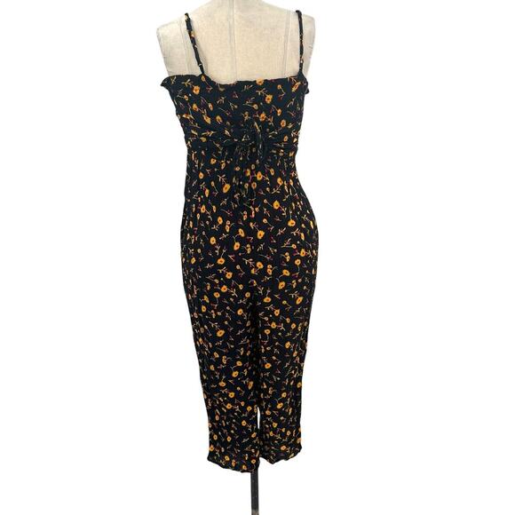 Whistles Aster Floral Textured Jumpsuit Black Yellow Print Size 0 - Picture 8 of 14